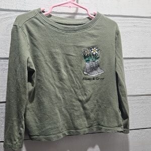 Old Navy Green Long Sleeve Tee with Floral Boot Design
